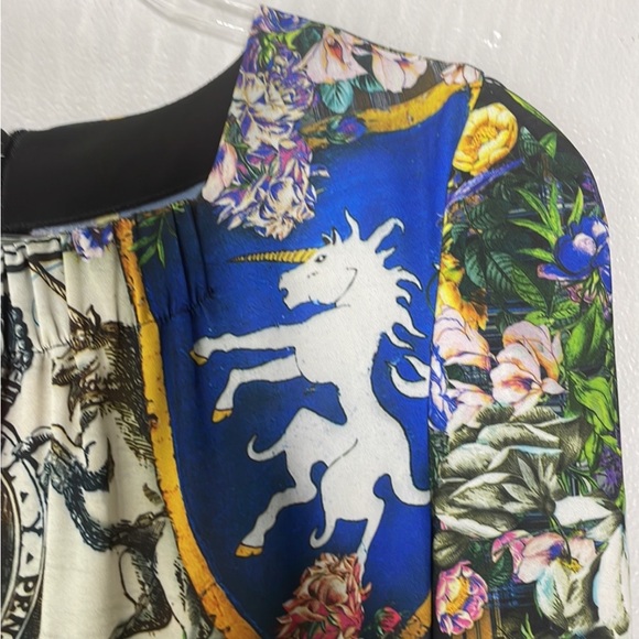 CLOVER CANYON UNICORN & FLORAL PRINT LONG SLEEVE BLOUSE SLIGHTLY SHEER SZ S - Picture 3 of 13